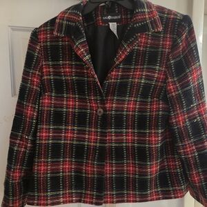 Sag Harbor Red and Black Plaid Blazer